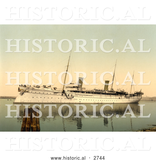 Historical Photochrom of Ship Hohenzollern, Venice