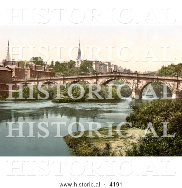 Historical Photochrom of Shrewsbury, Shropshire, West Midlands, England, United Kingdom