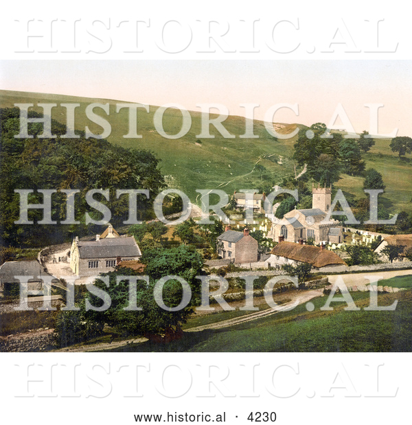 Historical Photochrom of St Laurence’s Church in the Village of Upwey Dorset England
