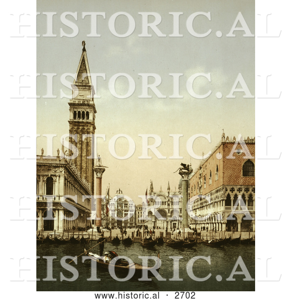 Historical Photochrom of St. Mark’s Place, Venice, Italy