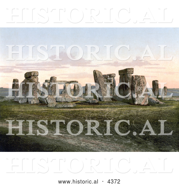 Historical Photochrom of Stonehenge in Wiltshire Salisbury England UK
