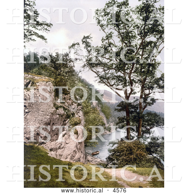 Historical Photochrom of Stybarrow Crag, Ullswater, Lake District, England, United Kingdom