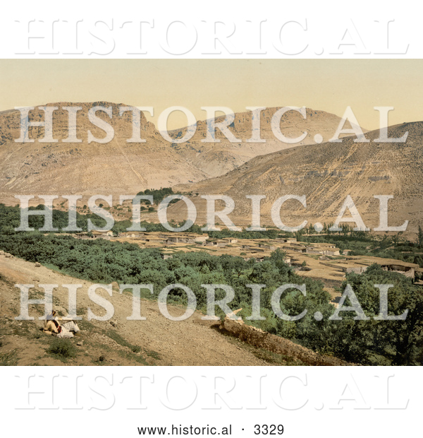 Historical Photochrom of the Ancient Village of Suk-Wady-Barada, Abila Lysaniou, Abila Lysaniae, Abila