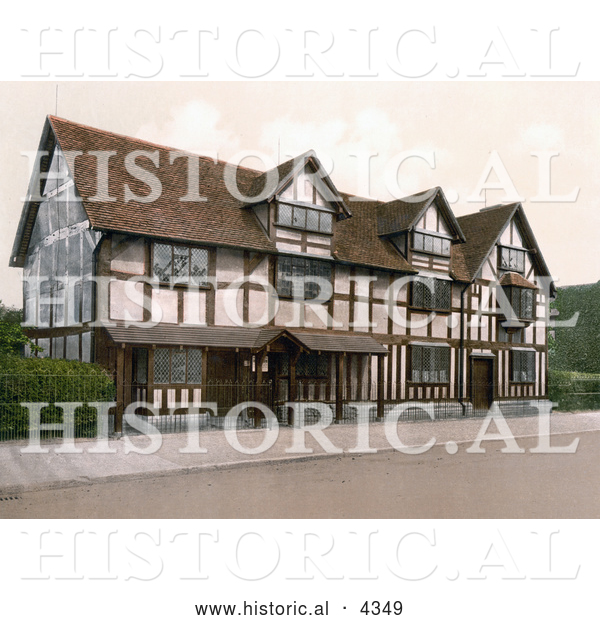 Historical Photochrom of the Birthplace of William Shakespeare in Stratford Warwickshire