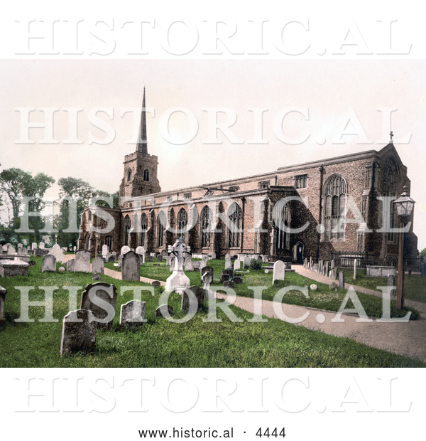 Historical Photochrom of the Cemetery at St Margaret’s Church in Lowestoft, Suffolk, East Anglia, England, United Kingdom