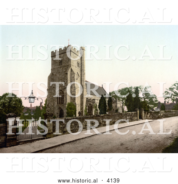 Historical Photochrom of the Church in Battle Rother East Sussex England UK