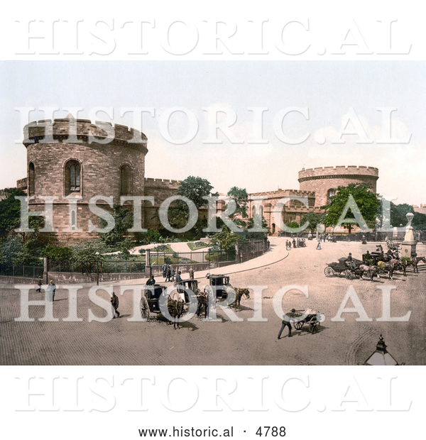 Historical Photochrom of the Citadel Towers in Carlisle, Cumbria, England, United Kingdom