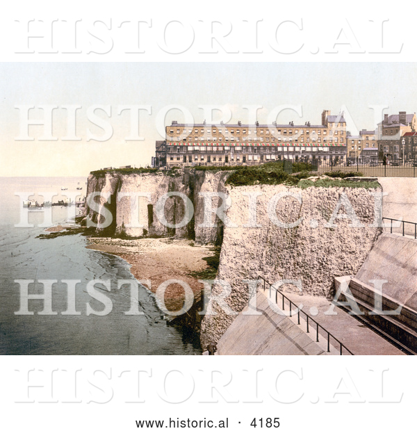 Historical Photochrom of the Fort and Coastal Cliffs in Margate Thanet Kent England UK