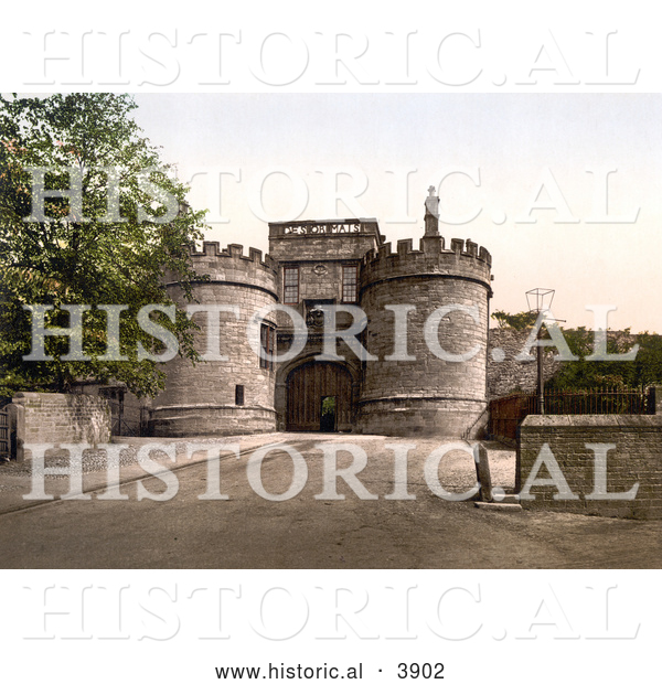 Historical Photochrom of the Gateway of Skipton Castle in Craven Skipton North Yorkshire