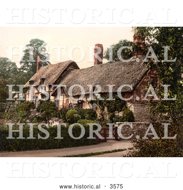 Historical Photochrom of the Historical Ann Hathaway’s Cottage in Shottery Stratford-On-Avon Warwickshire England UK