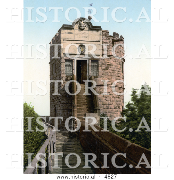 Historical Photochrom of the King Charles Tower, Chester, England, Cheshire, England, United Kingdom
