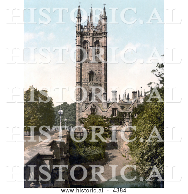 Historical Photochrom of the Magdalen Great Tower in Oxford Oxfordshire England