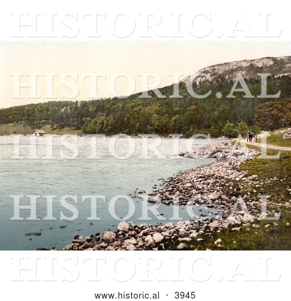 Historical Photochrom of the Malham Tarn Lake in Yorkshire Dales National Park in England