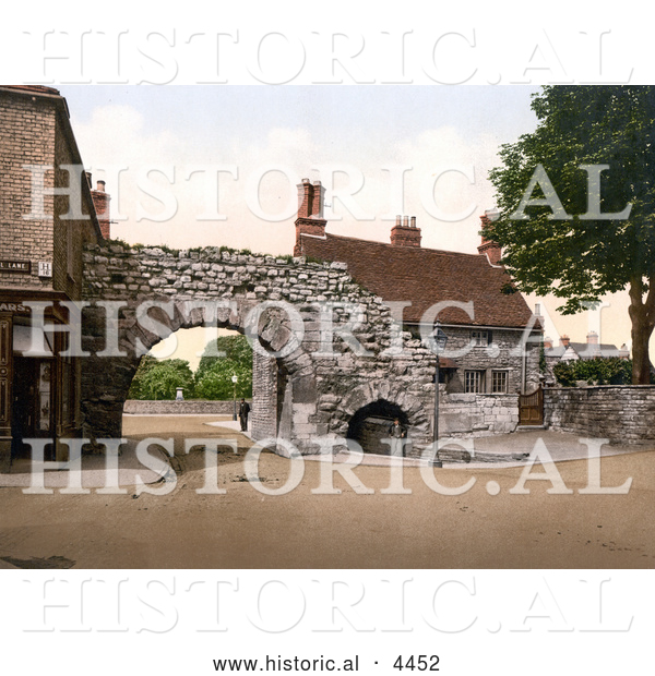 Historical Photochrom of the Newport Arch Roman Gate in Lincoln Lincolnshire England