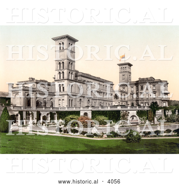 Historical Photochrom of the Osborne House in East Cowes Isle of Wight England UK