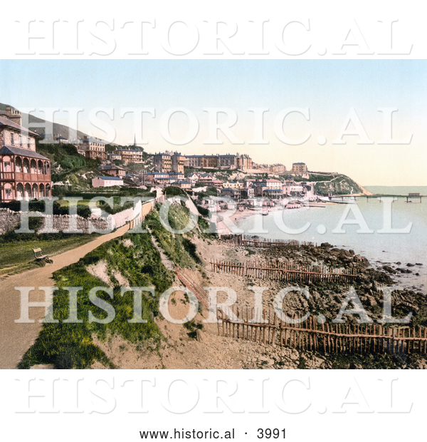 Historical Photochrom of the Promenade and Bay of Ventnor Isle of Wight England UK
