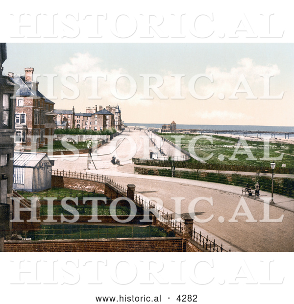 Historical Photochrom of the Promenade and Pier in Skegness, England, UK
