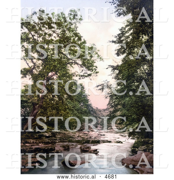 Historical Photochrom of the River Eden Through Kirkby Stephen, Stenkreth, Lake District, England