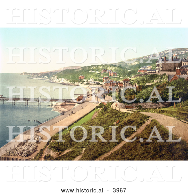 Historical Photochrom of the Seaside Village of Ventnor Isle of Wight England UK