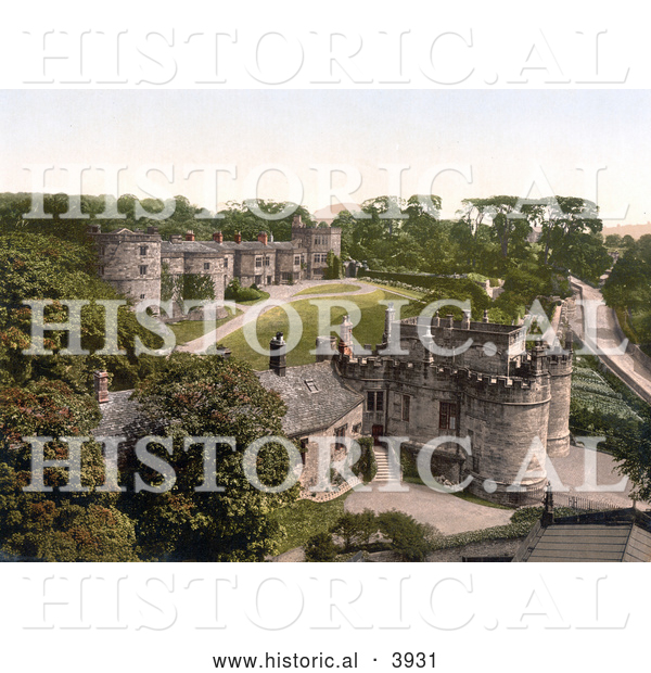 Historical Photochrom of the Skipton Castle in Craven Skipton North Yorkshire England UK