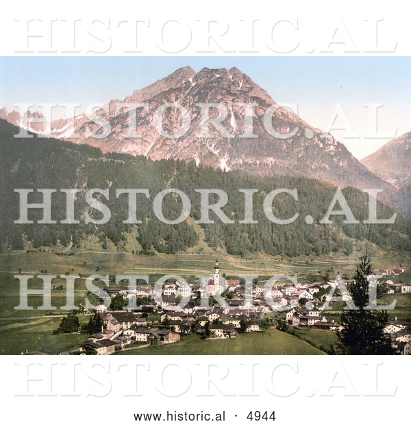 Historical Photochrom of the Valley Village of Stubaital, Vulpmes, Tyrol, Austria