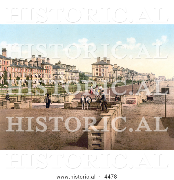 Historical Photochrom of the Waterfront Park and Promenade in Lowestoft Suffolk East Anglia England UK