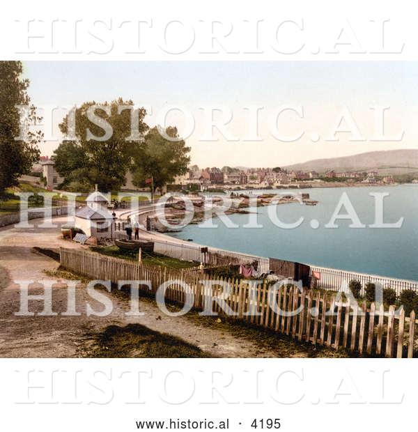 Historical Photochrom of the Waterfront Promenade in Swanage Isle of Purbeck Dorset England UK