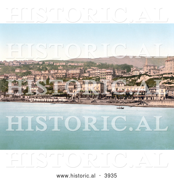 Historical Photochrom of the Waterfront Village of Ventnor Isle of Wight England UK