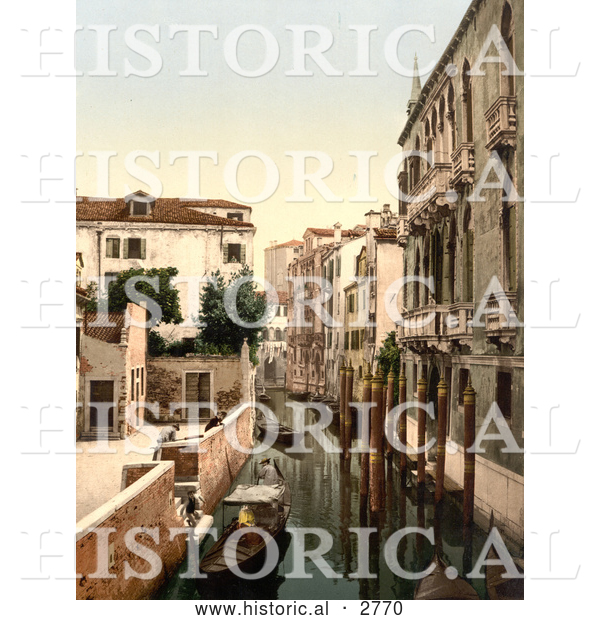 Historical Photochrom of Three Bridges, Venice, Italy