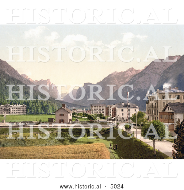 Historical Photochrom of Toblach, New Toblach, Tyrol, Austria