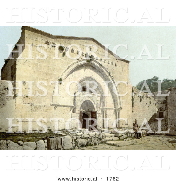 Historical Photochrom of Tomb of the Virgin and Cave of Agony