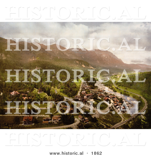 Historical Photochrom of Upper Prahova, Sinaia, Romania