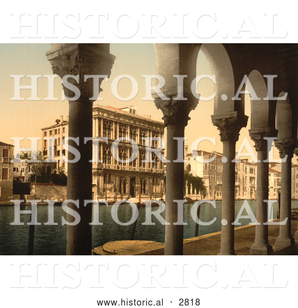 Historical Photochrom of Vendramin Palace, Venice, Italy