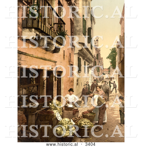 Historical Photochrom of Venetian Street Market