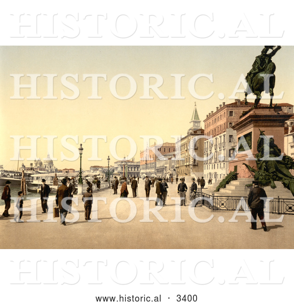 Historical Photochrom of Victor Emmanuel’s Monument, Venice, Italy