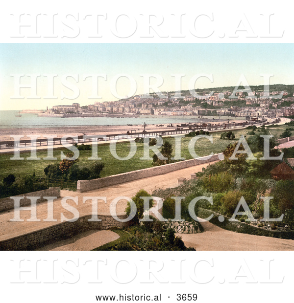 Historical Photochrom of Weston-super-Mare on the Bristol Channel in North Somerset England UK