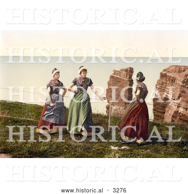 Historical Photochrom of Women Chatting, Heligoland, Germany
