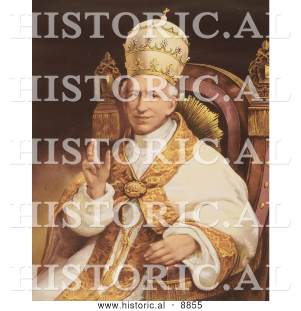 Historical Portrait Illustration of Pope Leo Xiii Sitting in a Chair