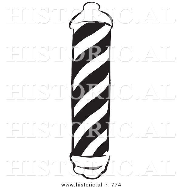 Historical Vector Illustration of a Barber Shop Pole - Black and White Version