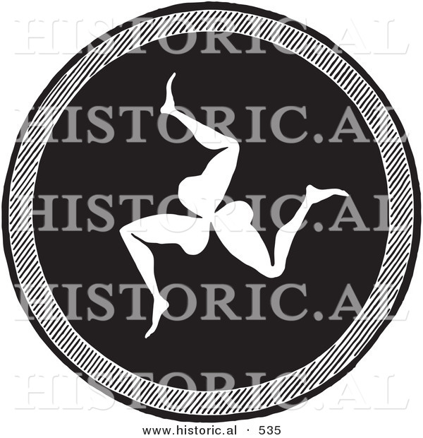 Historical Vector Illustration of a Greek Emblazoned Leg Shield - Black and White Version