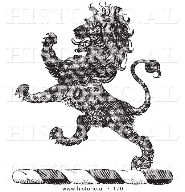 Historical Vector Illustration of a Lion Crest - Black and White Version
