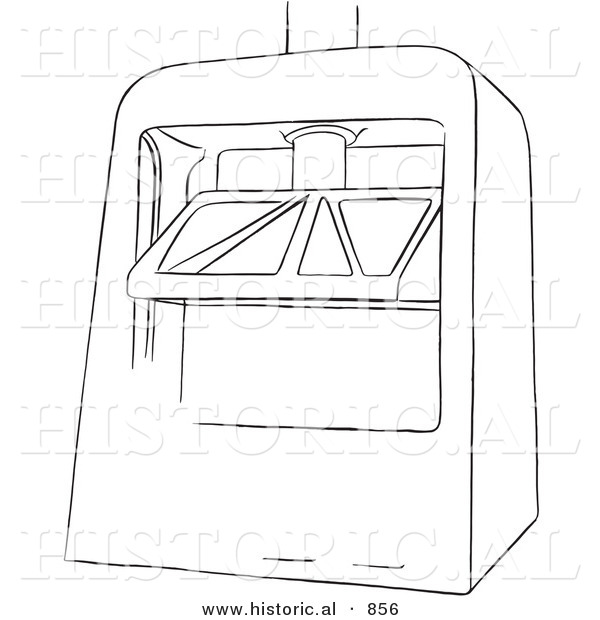 Historical Vector Illustration of a Machine Press - Black and White Outlined Version