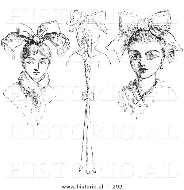Historical Vector Illustration of a Peasant Headdresses - Black and White Version
