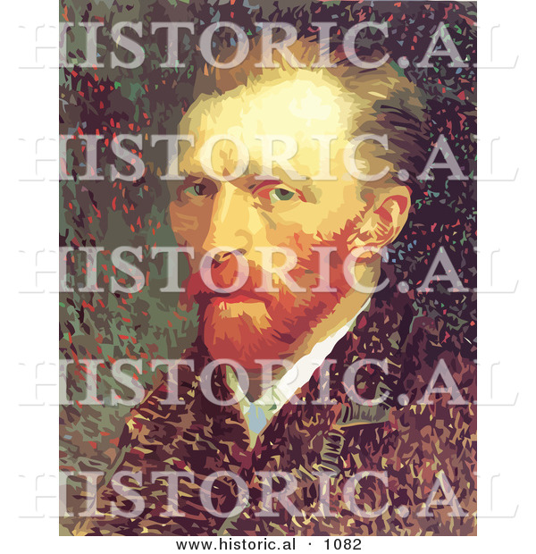 Historical Vector Illustration of a Self Portrait Featuring Vincent Van Gogh
