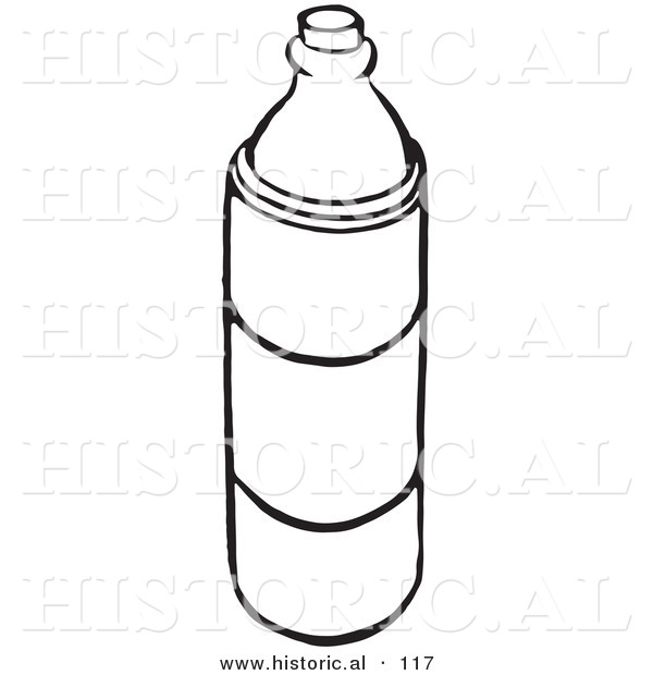 Historical Vector Illustration of a Water Bottle - Black and White Outlined Version
