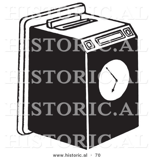 Historical Vector Illustration of a Work Punch Clock in Card Machine - Black and White Version