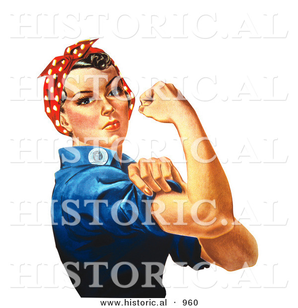 Historical Vector Illustration of Rosie the Riveter Flexing