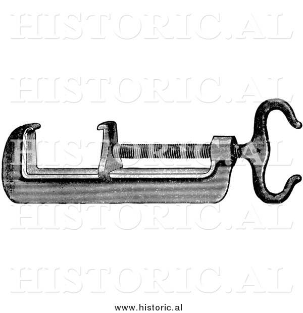 Illustration of an Old Trap Setting Tool - Black and White