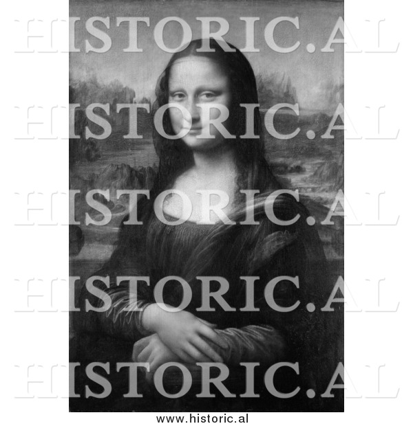 Portrait of Mona Lisa - Black and White Painting