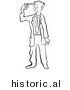 Historical Cartoon Illustration of a Suicidal Man Pointing a Gun to His Head - Outlined Version by Picsburg